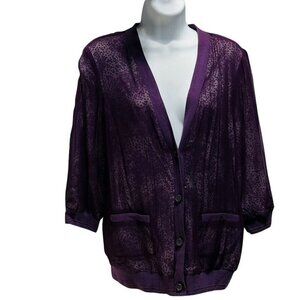 Pins & Needles Purple Sheer Silk Open-Front Cardigan M/M